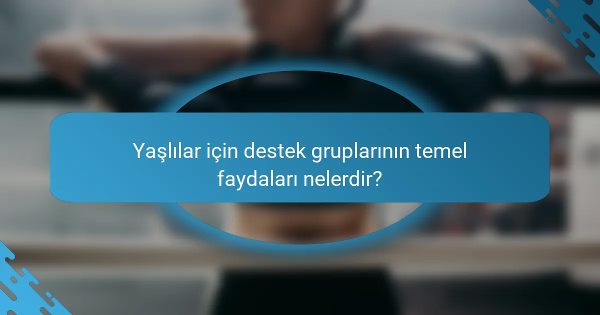 Yaşlılar için destek gruplarının temel faydaları nelerdir?