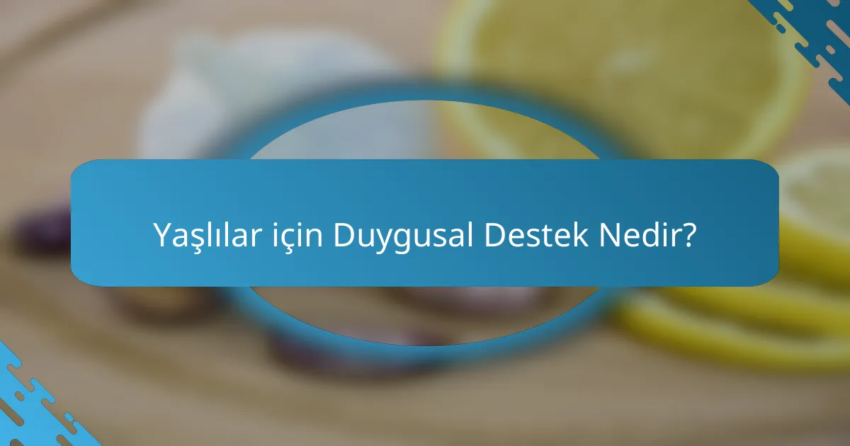 Yaşlılar için Duygusal Destek Nedir?