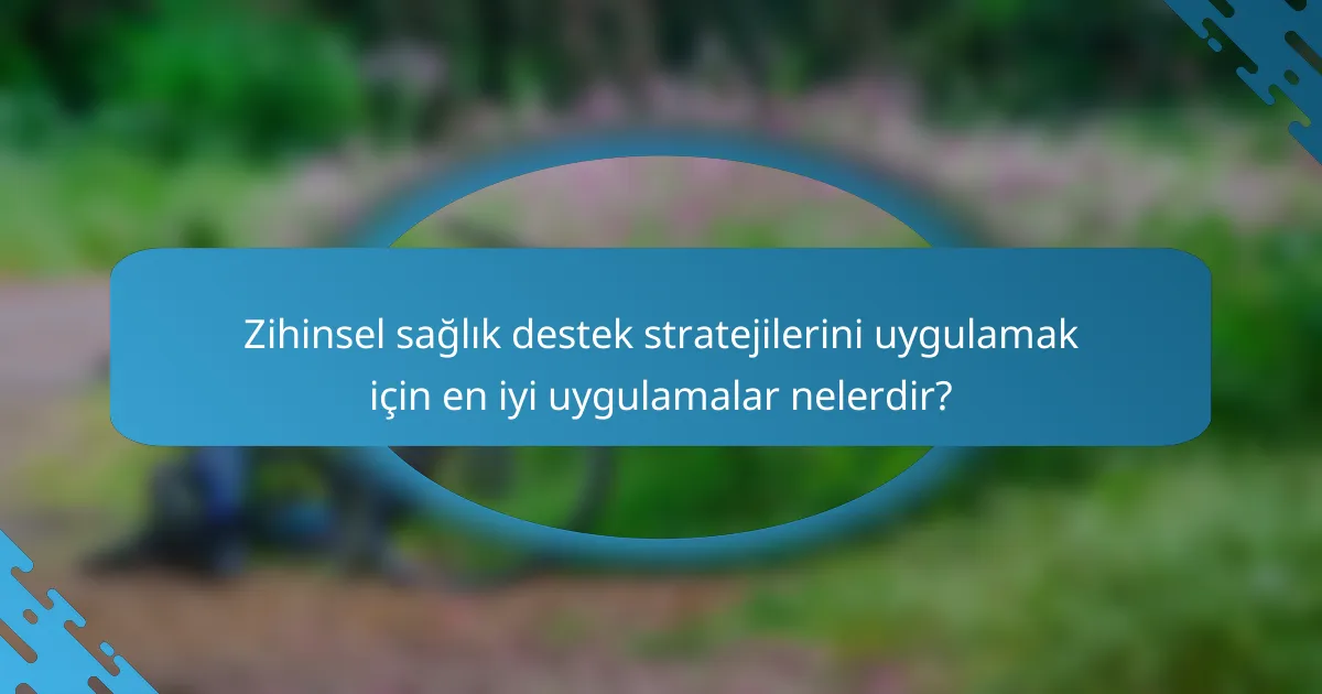 Zihinsel sağlık destek stratejilerini uygulamak için en iyi uygulamalar nelerdir?